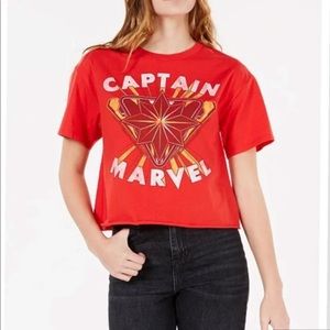 NWT Captain Marvel Cropped Shirt LARGE
